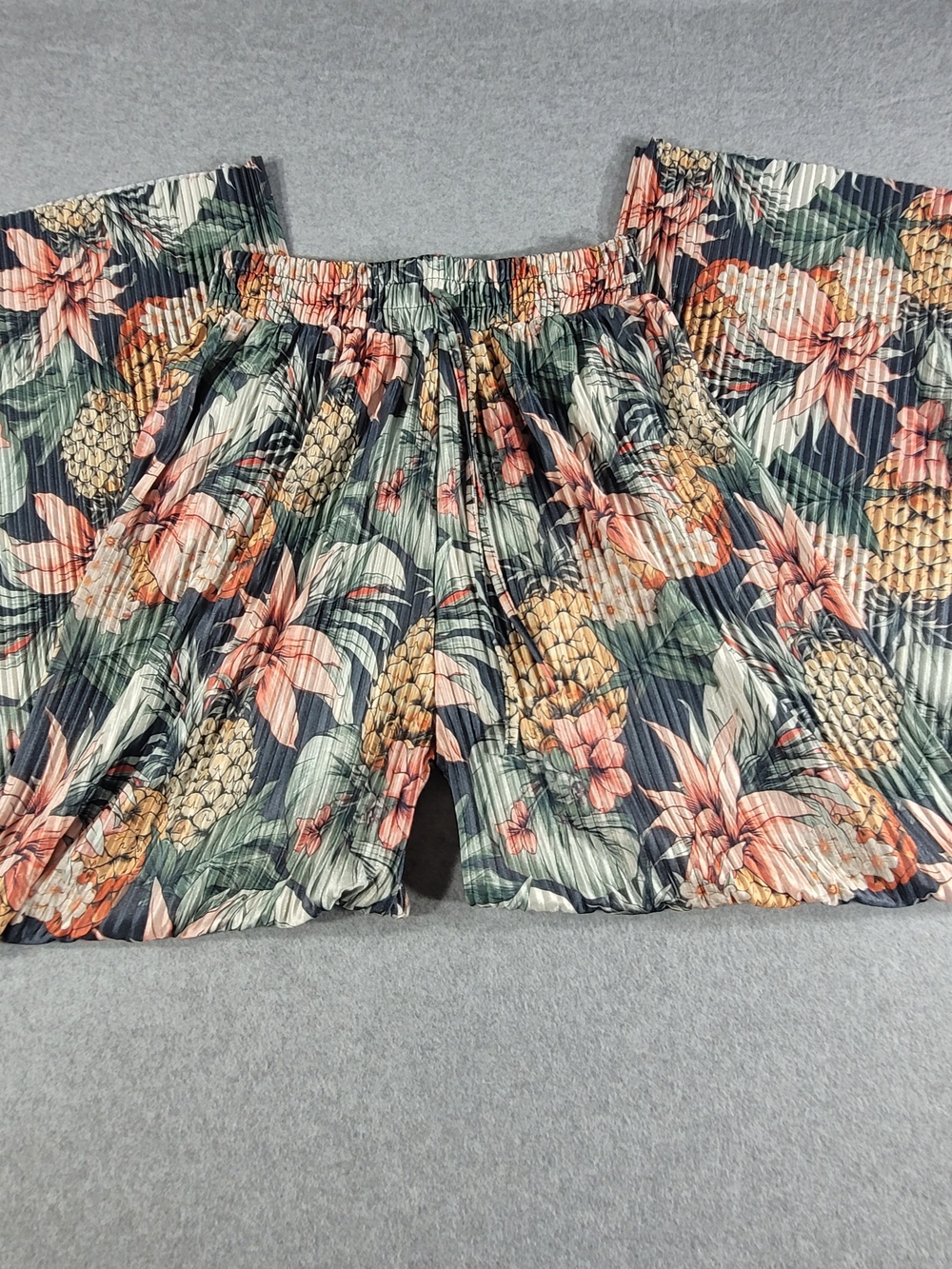 Island Crew Pleated Wide Leg Beach Pants Tropical Print Small